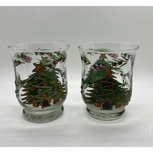 Fifth Avenue Crystal Christmas Tree Set of‎ 2 Hurricane Tea Light Candle Holders